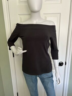 LOFT Off-the-Shoulder Dark Gray Top